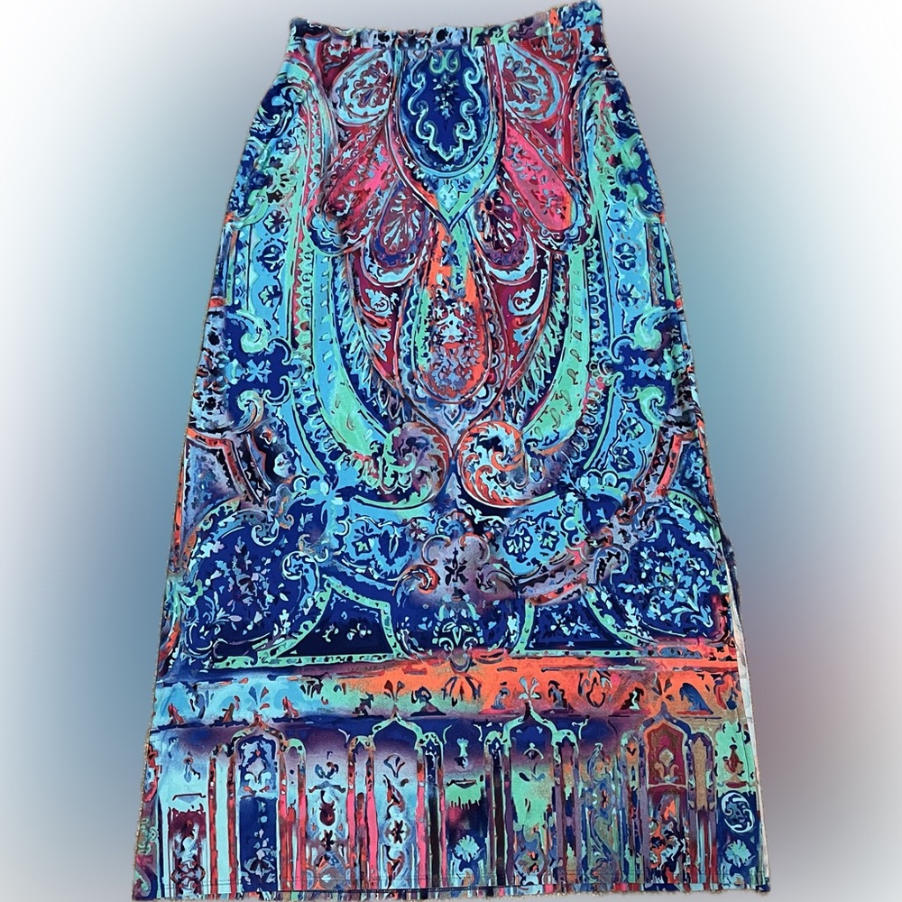 Chico’s Colorful Paisley Maxi Skirt size M